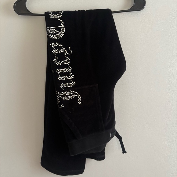 Juicy Couture Velour Tracksuit black zip up sweat pants rhinestone - Picture 3 of 8
